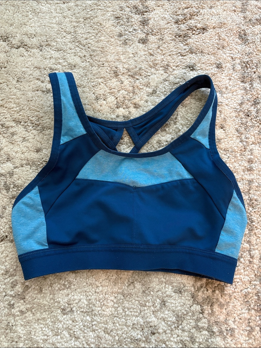 Target Blue Colorblock Racerback Sports Bra - Picture 1 of 2